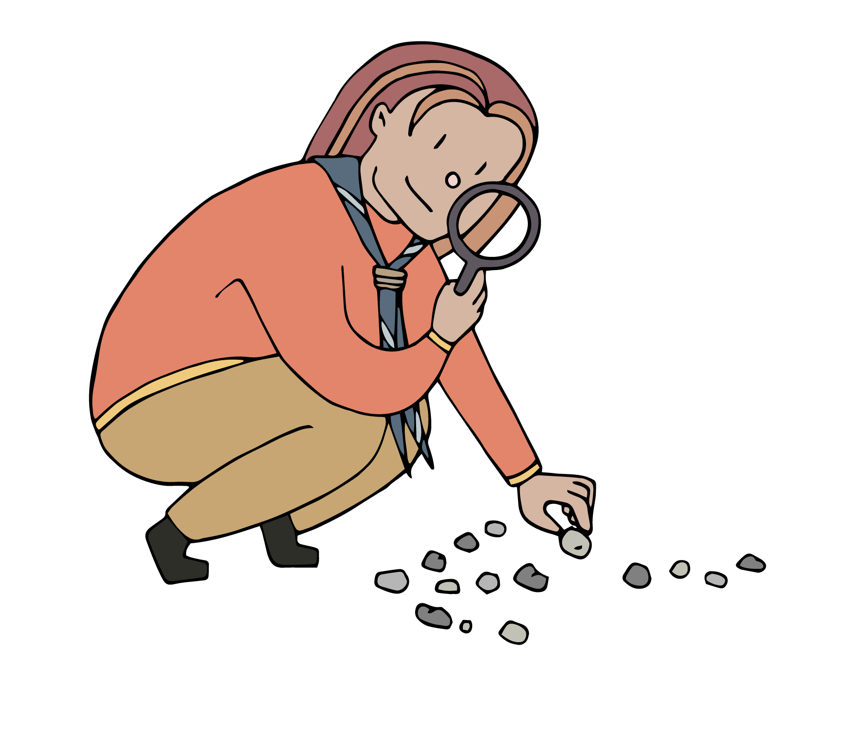 Wegzeichen suchender Pfadfinder